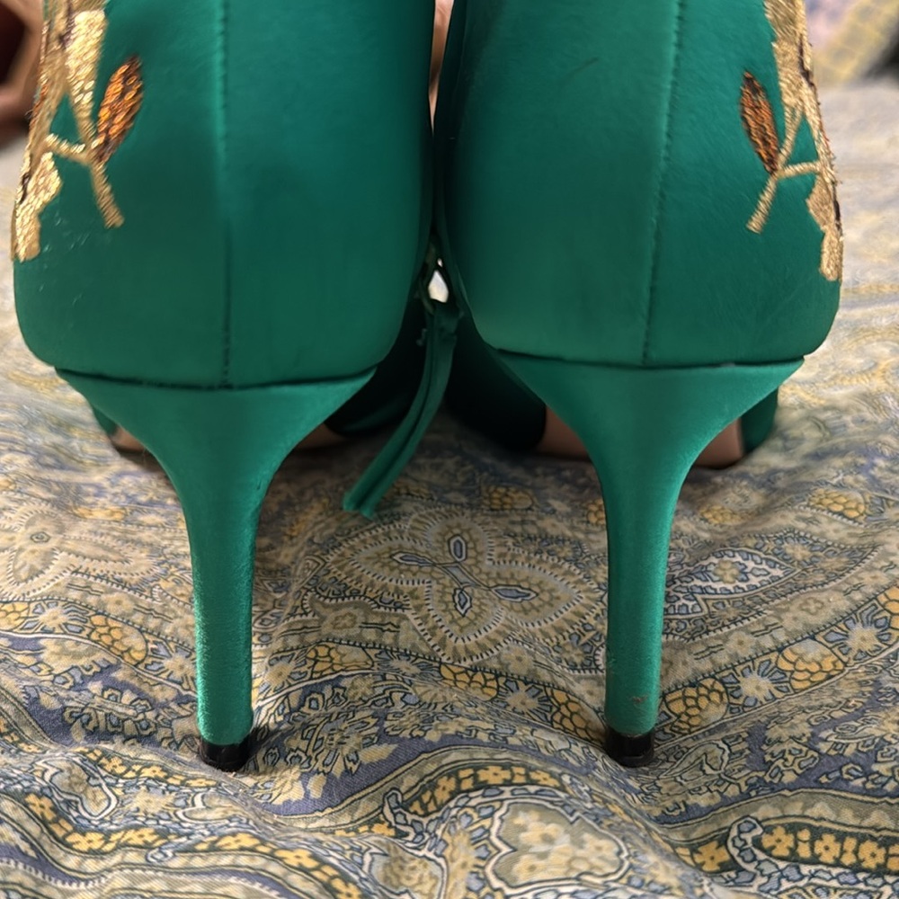 Zara Green Heeled Boots with Detailing sz 36(6) - Picture 6 of 7